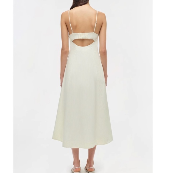 BEST SIMKHAI Honor Cotton Midi Dress - Buttercream Stripe Yellow White Casual - Picture 4 of 9